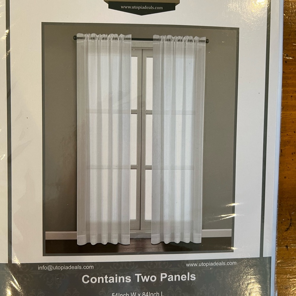 Two Panel White Sheer Curtains 54W x 84L